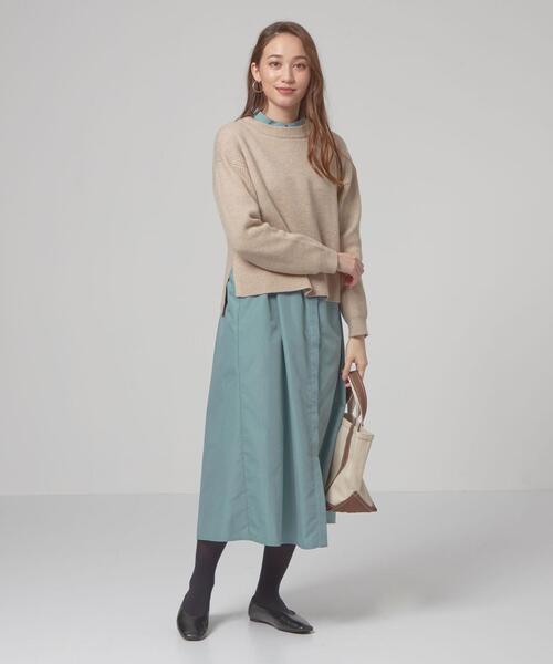 closet story(クローゼットストーリー)の「<closet story(クローゼットストーリー)>ニット×シャツワンピース(ワンピース・レディース・ベージュ/オフホワイト/ライム・FREE)」の2枚目の写真