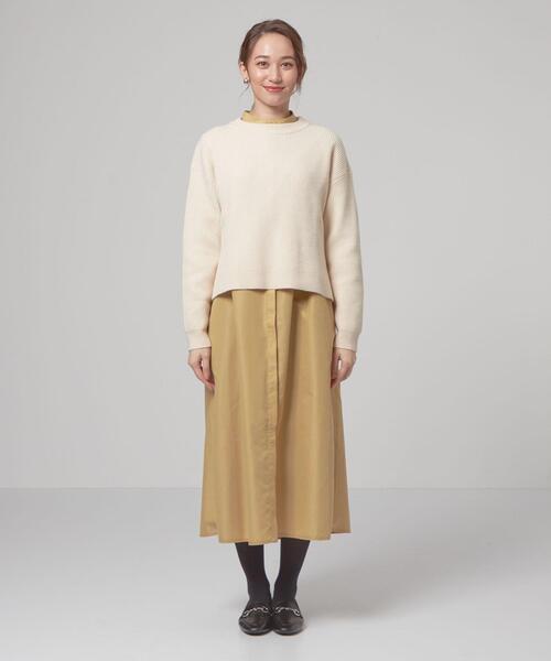 closet story(クローゼットストーリー)の「<closet story(クローゼットストーリー)>ニット×シャツワンピース(ワンピース・レディース・ベージュ/オフホワイト/ライム・FREE)」の4枚目の写真