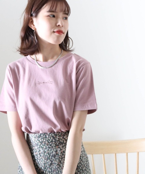 Cheek(チーク)の「刺繍チビTee(Tシャツ/カットソー・レディース・ピンク/オフホワイト/チャコールグレー・MEDIUM)」の13枚目の写真