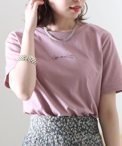 Cheek(チーク)の「刺繍チビTee(Tシャツ/カットソー・レディース・ピンク/オフホワイト/チャコールグレー・MEDIUM)」の14枚目の写真