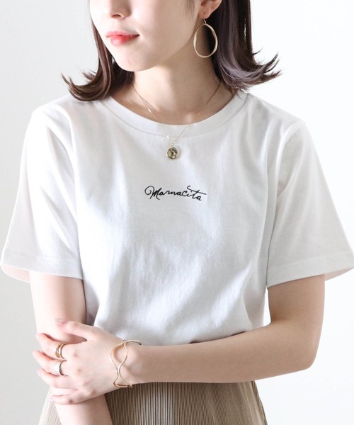 Cheek(チーク)の「刺繍チビTee(Tシャツ/カットソー・レディース・ピンク/オフホワイト/チャコールグレー・MEDIUM)」の18枚目の写真