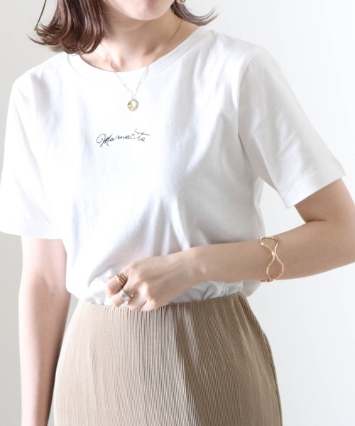 Cheek(チーク)の「刺繍チビTee(Tシャツ/カットソー・レディース・ピンク/オフホワイト/チャコールグレー・MEDIUM)」の8枚目の写真