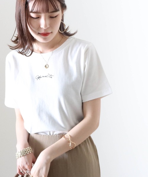 Cheek(チーク)の「刺繍チビTee(Tシャツ/カットソー・レディース・ピンク/オフホワイト/チャコールグレー・MEDIUM)」の16枚目の写真
