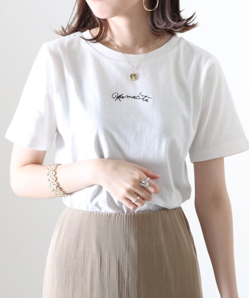 Cheek(チーク)の「刺繍チビTee(Tシャツ/カットソー・レディース・ピンク/オフホワイト/チャコールグレー・MEDIUM)」の17枚目の写真