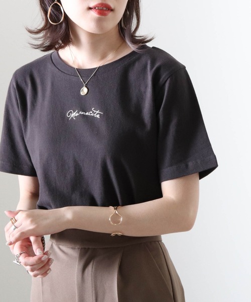 Cheek(チーク)の「刺繍チビTee(Tシャツ/カットソー・レディース・ピンク/オフホワイト/チャコールグレー・MEDIUM)」の22枚目の写真