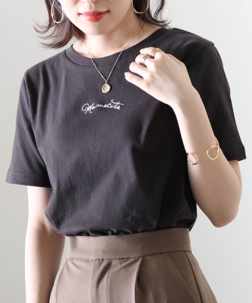 Cheek(チーク)の「刺繍チビTee(Tシャツ/カットソー・レディース・ピンク/オフホワイト/チャコールグレー・MEDIUM)」の10枚目の写真