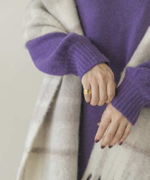 ITEMS URBANRESEARCH（アイテムズ アーバンリサーチ）の「リサイクルポリエステルブークレチェックストール（ストール/ショール・レディース・ベージュ/ブルー/ライトグレー/ブラック・ONE）」の14枚目の写真