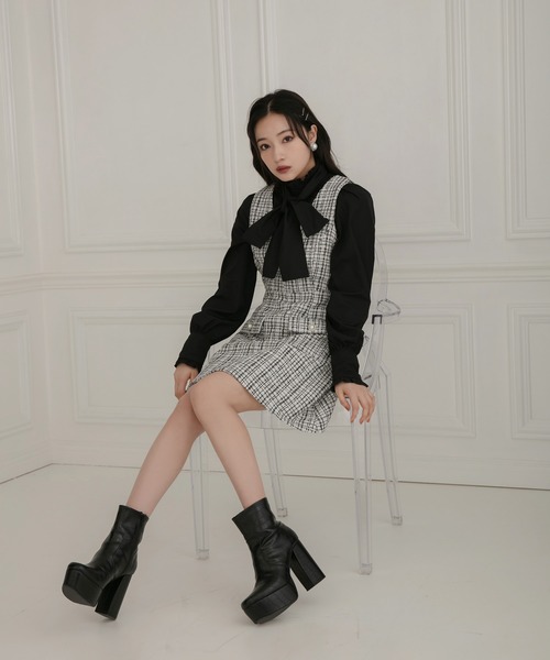 ANDGEEBEE（アンジービー）の「ツィードジャンパースカート（ジャンパースカート・レディース・ブラック/アイボリー・MEDIUM）」の8枚目の写真