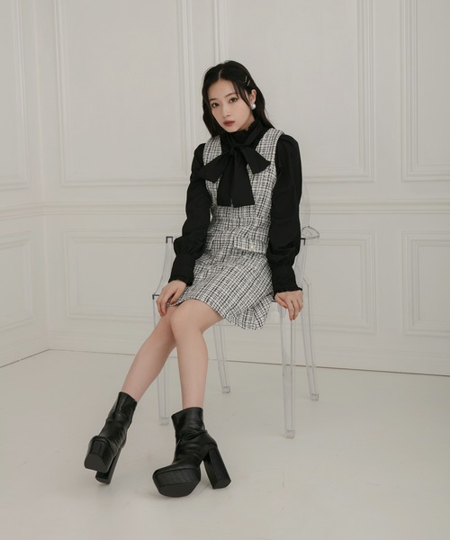 ANDGEEBEE（アンジービー）の「ツィードジャンパースカート（ジャンパースカート・レディース・ブラック/アイボリー・MEDIUM）」の19枚目の写真