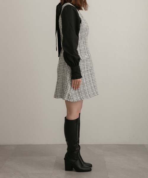 ANDGEEBEE（アンジービー）の「ツィードジャンパースカート（ジャンパースカート・レディース・ブラック/アイボリー・MEDIUM）」の14枚目の写真