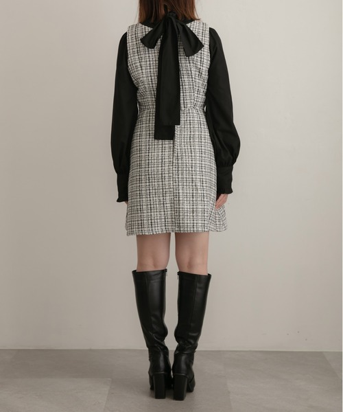 ANDGEEBEE（アンジービー）の「ツィードジャンパースカート（ジャンパースカート・レディース・ブラック/アイボリー・MEDIUM）」の3枚目の写真