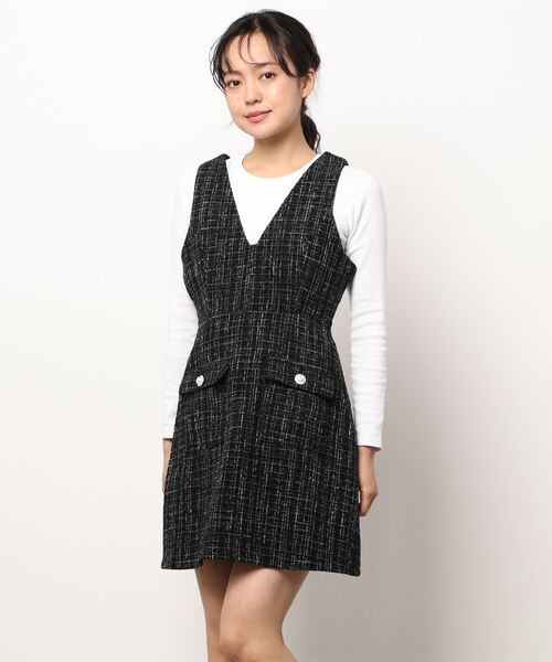 ANDGEEBEE（アンジービー）の「ツィードジャンパースカート（ジャンパースカート・レディース・ブラック/アイボリー・MEDIUM）」の13枚目の写真