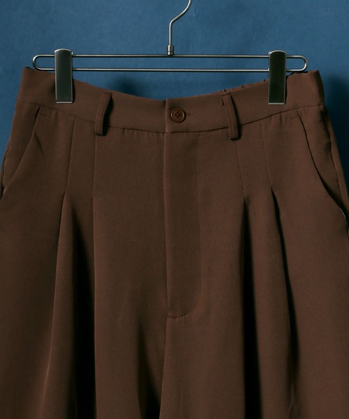 ANPAS（アンパス）の「Drape Wide Tuck Tapered Pants/ドレープ ワイドタックテーパードパンツ スラックス（スラックス・メンズ・ブルー/ブラック/ブラウン/キャメル・M/L）」の14枚目の写真