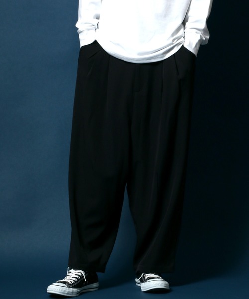 ANPAS（アンパス）の「Drape Wide Tuck Tapered Pants/ドレープ ワイドタックテーパードパンツ スラックス（スラックス・メンズ・ブルー/ブラック/ブラウン/キャメル・M/L）」の21枚目の写真