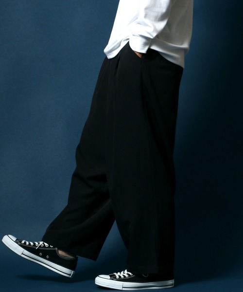 ANPAS（アンパス）の「Drape Wide Tuck Tapered Pants/ドレープ ワイドタックテーパードパンツ スラックス（スラックス・メンズ・ブルー/ブラック/ブラウン/キャメル・M/L）」の22枚目の写真