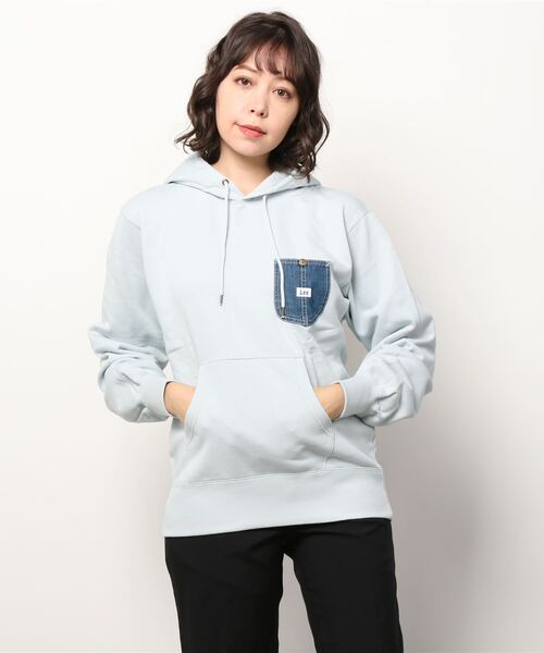 パーカー 「Lee」デニムポケットリメイク風スウェットパーカー フーディー LT2968 レディース メンズ Lee パーカー 「Lee」デニムポケットリメイク風スウェット