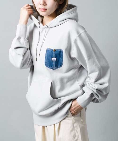 【セール】【Lee】デニムポケットリメイク風スウェットパーカー フーディー LT2968（パーカー）｜Lee（リー）