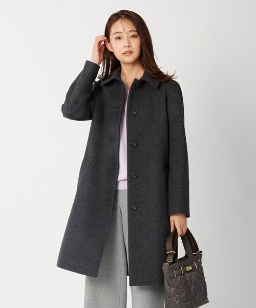 J.PRESS(ジェイプレス)の「スーパー110S ショートビーバー ステンカラー コート(ステンカラーコート・レディース・ブラック系/グレー系/ベージュ系・T15/T13)」の1枚目の写真