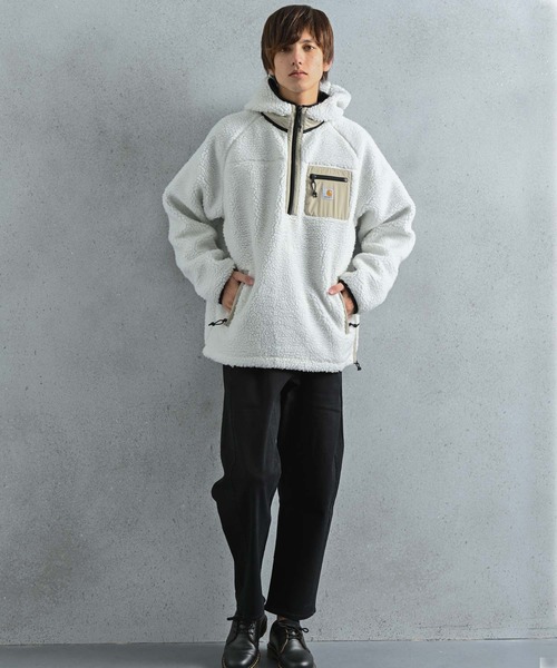 Carhartt WIP（カーハートダブリューアイピー）の「Carhartt WIP(カーハート ワークインプログレス) PRENTIS ハーフジップパーカー（パーカー・メンズ・オフホワイト/ブラウン/カーキ・S/M/L）」の14枚目の写真