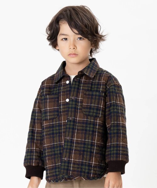 F.O.KIDS(エフオーキッズ)の「キルトシャツジャケット(シャツ/ブラウス・キッズ・ブラウン/インディゴブルー・100/90/130/120/95/110/140/80)」の1枚目の写真