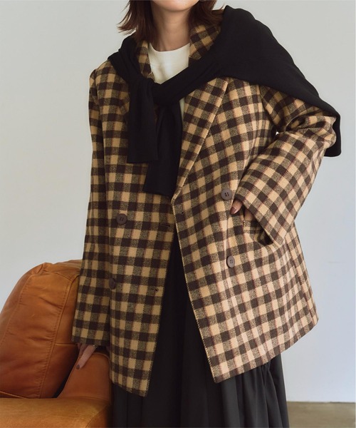 titivate（ティティベイト）の「ビッグシルエットジャケット（テーラードジャケット・レディース・ブラウン系その他/アイボリー/ピンク・S/M/L）」の3枚目の写真