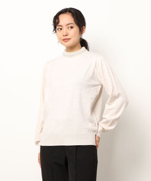 Te chichi CLASSIC（テチチクラシック）の「パールハイネックニット（ニット/セーター・レディース・ブラック/ベージュ・ﾌﾘ-）」の5枚目の写真
