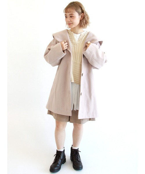 ehka sopo（エヘカソポ）の「キーネックパッチワークニット（ニット/セーター・レディース・ベージュ/チャコール/キナリ・ﾌﾘ-）」の10枚目の写真