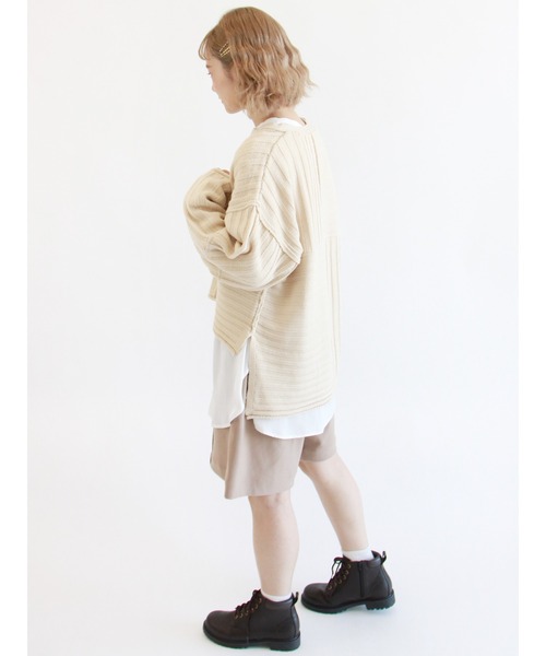 ehka sopo（エヘカソポ）の「キーネックパッチワークニット（ニット/セーター・レディース・ベージュ/チャコール/キナリ・ﾌﾘ-）」の14枚目の写真