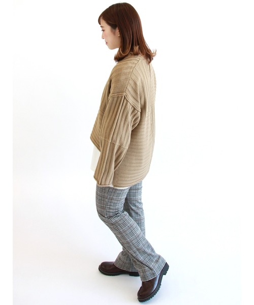 ehka sopo（エヘカソポ）の「キーネックパッチワークニット（ニット/セーター・レディース・ベージュ/チャコール/キナリ・ﾌﾘ-）」の21枚目の写真