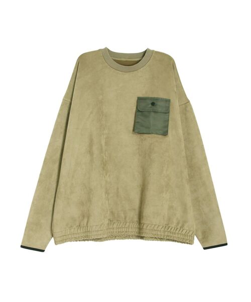 COTORICA(コトリカ)の「ヘム切替スエードポンチプルオーバー(Tシャツ/カットソー・メンズ・ブラック/グレー/モカ・MEDIUM/LARGE)」の5枚目の写真
