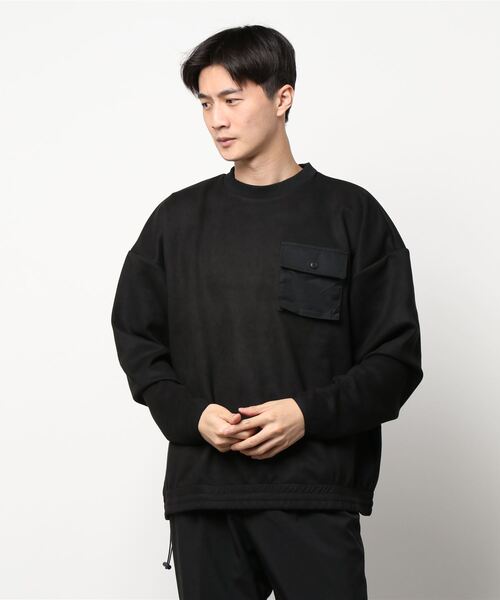 COTORICA(コトリカ)の「ヘム切替スエードポンチプルオーバー(Tシャツ/カットソー・メンズ・ブラック/グレー/モカ・MEDIUM/LARGE)」の1枚目の写真