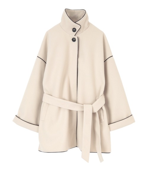 titivate（ティティベイト）の「ﾊﾟｲﾋﾟﾝｸﾞｽﾀﾝﾄﾞｶﾗｰﾊｰﾌｺｰﾄ（ステンカラーコート・レディース・オリーブ/アイボリー/モカ・M）」の19枚目の写真