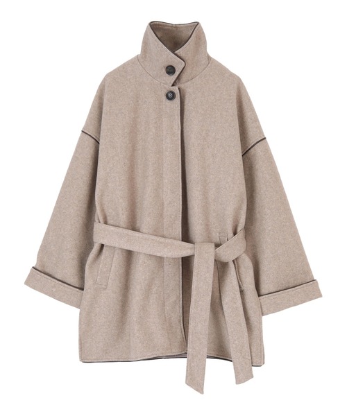 titivate（ティティベイト）の「ﾊﾟｲﾋﾟﾝｸﾞｽﾀﾝﾄﾞｶﾗｰﾊｰﾌｺｰﾄ（ステンカラーコート・レディース・オリーブ/アイボリー/モカ・M）」の10枚目の写真