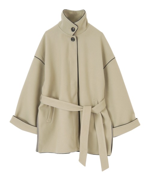 titivate（ティティベイト）の「ﾊﾟｲﾋﾟﾝｸﾞｽﾀﾝﾄﾞｶﾗｰﾊｰﾌｺｰﾄ（ステンカラーコート・レディース・オリーブ/アイボリー/モカ・M）」の16枚目の写真