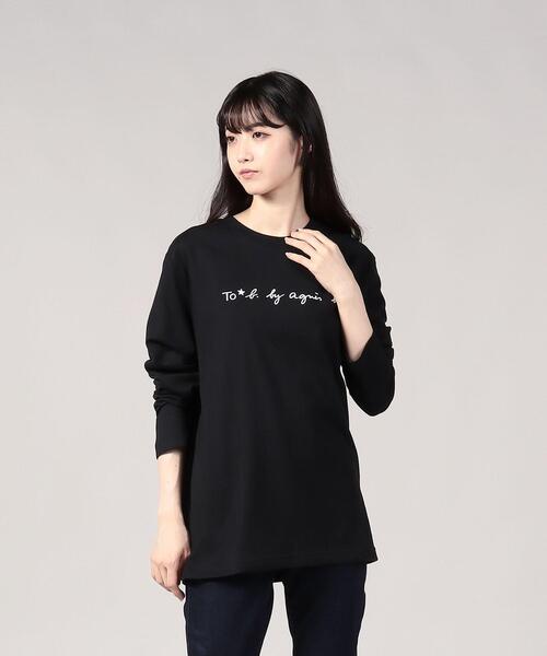 To b. by agnes b.(トゥービーバイアニエスベー)の「WM40 TS ボーイズロングロゴTシャツ(Tシャツ/カットソー・レディース・ブラック・40/38)」の2枚目の写真
