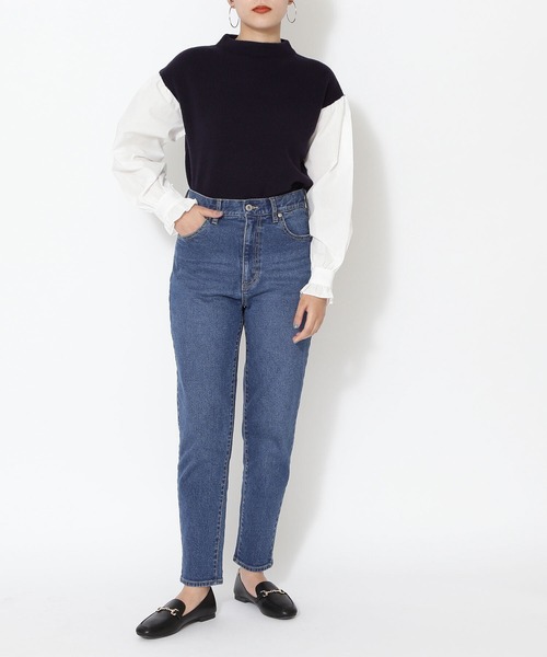 NATURAL BEAUTY BASIC（ナチュラルビューティーベーシック）の「デニムストレートパンツ（デニムパンツ・レディース・オフホワイト/ネイビー・X-SMALL/SMALL/MEDIUM）」の19枚目の写真