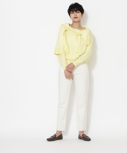 NATURAL BEAUTY BASIC（ナチュラルビューティーベーシック）の「デニムストレートパンツ（デニムパンツ・レディース・オフホワイト/ネイビー・X-SMALL/SMALL/MEDIUM）」の15枚目の写真