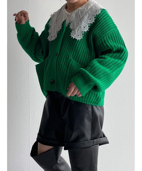 w closet（ダブルクローゼット）の「Vネックショート丈カーディガン（カーディガン/ボレロ・レディース・ベージュ/イエロー/グリーン/モスグリーン・FREE）」の21枚目の写真