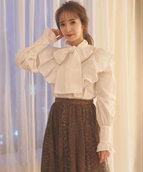 VIOLETTA（ヴィオレッタ）の「リボンブラウス（シャツ/ブラウス・レディース・ベージュ/ホワイト・FREE）」の13枚目の写真
