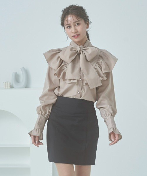 VIOLETTA（ヴィオレッタ）の「リボンブラウス（シャツ/ブラウス・レディース・ベージュ/ホワイト・FREE）」の15枚目の写真
