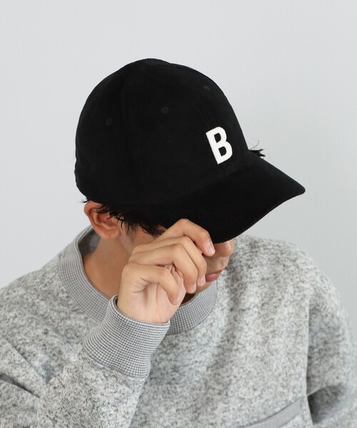 BEAMS HEART（ビームスハート）の「【ユニセックス】フェルト ワッペン コーデュロイ キャップ（キャップ・メンズ・ブラック/ネイビー/インディゴブルー・ONE SIZE）」の5枚目の写真