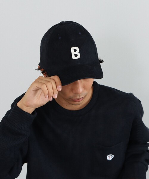 BEAMS HEART（ビームスハート）の「【ユニセックス】フェルト ワッペン コーデュロイ キャップ（キャップ・メンズ・ブラック/ネイビー/インディゴブルー・ONE SIZE）」の6枚目の写真