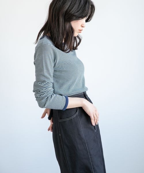 LOWRYS FARM（ローリーズファーム）の「カラーボーダーＴＬＳ　271428（Tシャツ/カットソー・レディース・ブラック系その他/ブルー系その他/グリーン系その他/オレンジ系その他・FREE）」の4枚目の写真