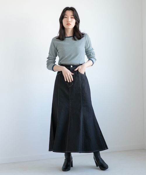 LOWRYS FARM（ローリーズファーム）の「カラーボーダーＴＬＳ　271428（Tシャツ/カットソー・レディース・ブラック系その他/ブルー系その他/グリーン系その他/オレンジ系その他・FREE）」の7枚目の写真