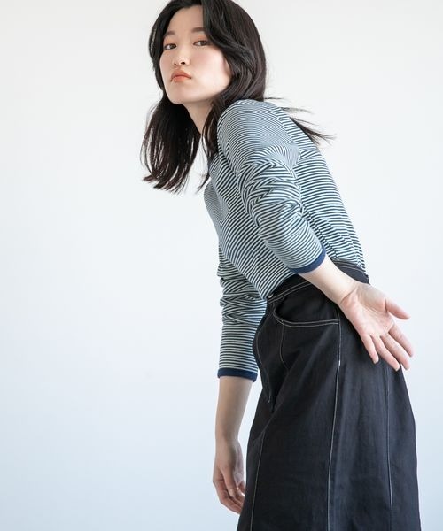 LOWRYS FARM（ローリーズファーム）の「カラーボーダーＴＬＳ　271428（Tシャツ/カットソー・レディース・ブラック系その他/ブルー系その他/グリーン系その他/オレンジ系その他・FREE）」の8枚目の写真