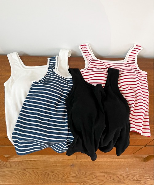 EPIMI E'PIMMY（エピミエピミー）の「カップ付きスクエアタンクトップ（タンクトップ・レディース・レッド/オフホワイト/ブルー/ブラック・MEDIUM）」の5枚目の写真