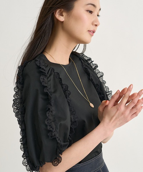 ANAYI(アナイ)の「【雑誌掲載】コットンサテンスカラップソデ ブラウス(シャツ/ブラウス・レディース・ブラック/ブルー/ホワイト・38/36)」の18枚目の写真