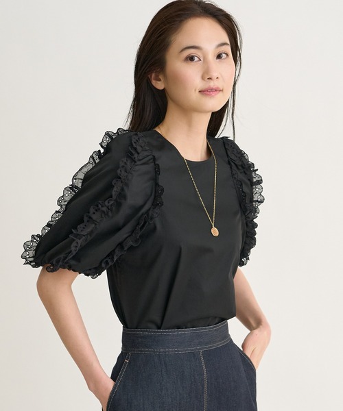 ANAYI(アナイ)の「【雑誌掲載】コットンサテンスカラップソデ ブラウス(シャツ/ブラウス・レディース・ブラック/ブルー/ホワイト・38/36)」の19枚目の写真