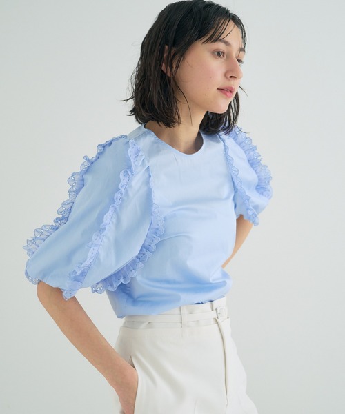 ANAYI(アナイ)の「【雑誌掲載】コットンサテンスカラップソデ ブラウス(シャツ/ブラウス・レディース・ブラック/ブルー/ホワイト・38/36)」の22枚目の写真