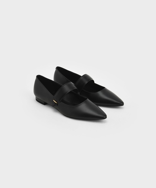 クロックエフェクトポインテッドトゥメリージェーンフラット/Croc-EffectPointed-ToeMaryJaneFlats